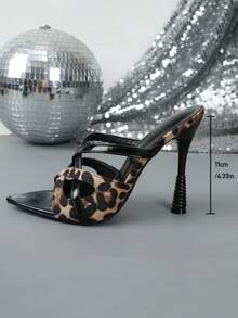 Sandalias de tacón alto con punta puntiaguda y correa cruzada con hebilla, moda primavera/verano - Negro - Ver 3