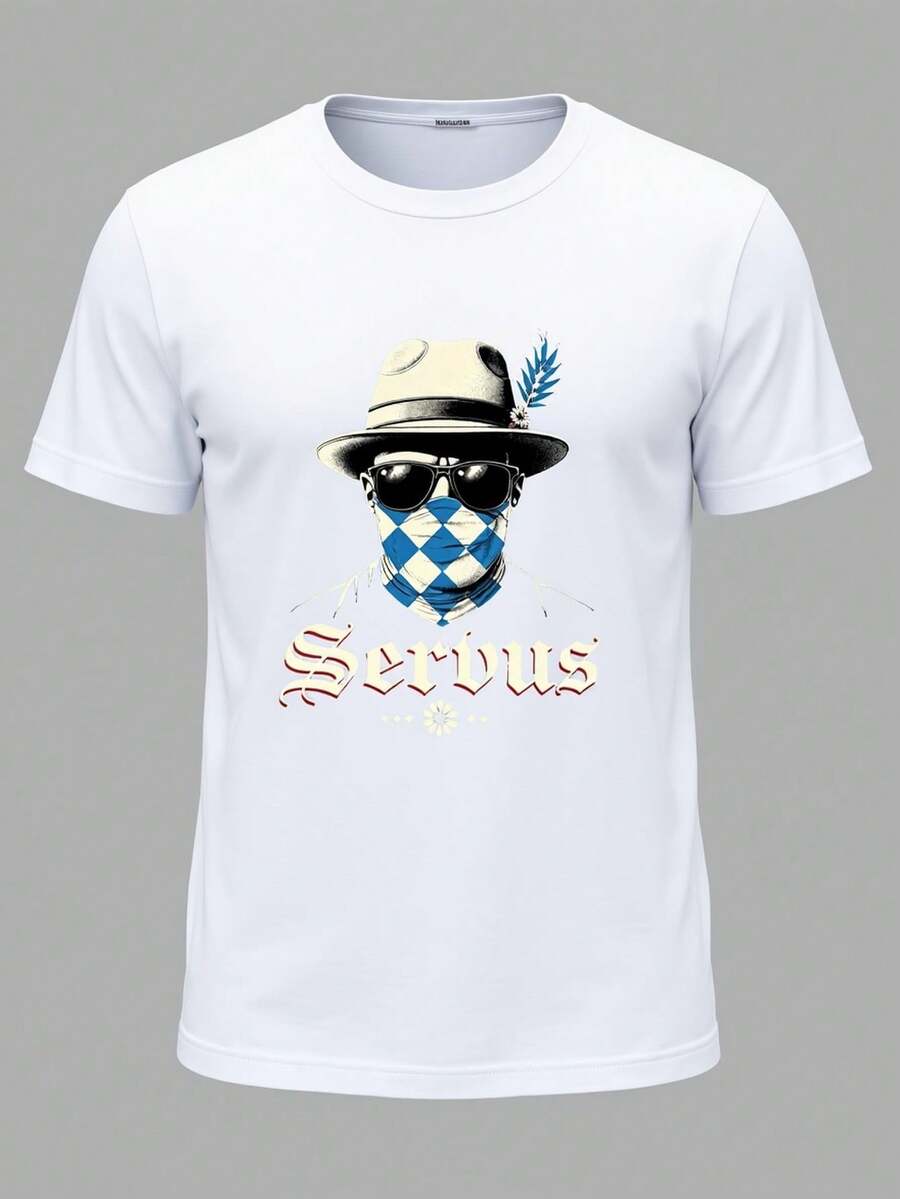 Men's Summer Casual Sports Fashion T-Shirt, Cotton Blend, Soft, Breathable, Loose Fit, Regular Fit Crew Neck T-Shirt, Fashionable Business Casual Styl - Weiss - Übersicht 1