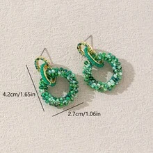 1 Pasang Anting Gantung Manik-Manik Vintage Bohemian Multi-Cincin, Desain Melingkar Berlapis Buatan Tangan dengan Aksen Kristal Buatan, Cocok untuk Festival, Pesta, dan Pemakaian Sehari-hari, Dirancang untuk Membuat Anda Menjadi Pusat Perhatian di Setiap Kesempatan, Buatan Tangan, Bentuk dan Warna Mungkin Berbeda, Pola dan Posisi Warna Acak - Hijau - View 9
