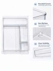 (2026 New Model)Clear Plastic Drawer Organizer Set, Transparent Plastic Modular Stackable Storage Trays For Makeup, Jewelry, Stationery, Bedroom Bathroom Office Drawer Organization, Back To School Dorm Room Essentials, Fall Home Storage - Multicolor - View 10