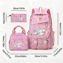 Miniso 粉色美人魚鱗紋睡眠帽 Cinnamoroll 3件組後背包套組，適用日常校園通勤、短途旅行、戶外活動與一日遊 - 粉色 - 查看 5