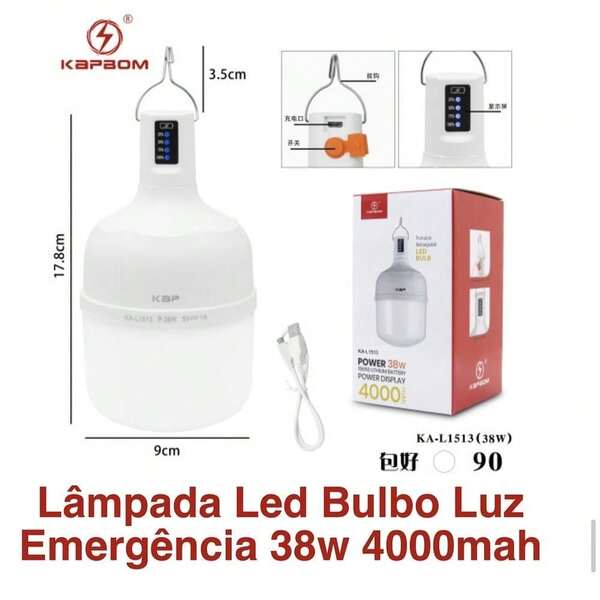 Luminária de Emergência Recarregável 38w LED BULB KA-L1513