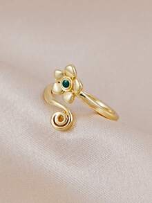 1pc Minimalist Floral Design Toe Ring, Suitable For Women's Daily, Summer Beach, Vacation, Party Wear - Gold - View 6