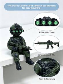 1pc Sitting Tactical Soldier Figurine, Soldier Display Statue With Night Vision Goggles, Collectible Decor, Multi-Purpose Home Decoration, Bookshelf Display, Game Room Desktop Ornament, Graduation Gift, Gift For Military Enthusiasts And Fans - Soldier - View 1