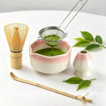 1 Stück/5 Stücke japanisches Matcha-Teeset mit Ofenglasur, enthält Matcha-Schale, Matcha-Besen, Matcha-Tasse, Rührstab, Teelöffel, Teeschale, Matcha-Brühwerkzeuge, Dessert- & Getränkezubereitungs-Werkzeuge, japanische Geschenkbox, Chengzhinye Matcha-Besen-Set, Feiertagsgeschenk, exklusives Geschenk für Matcha-Liebhaber