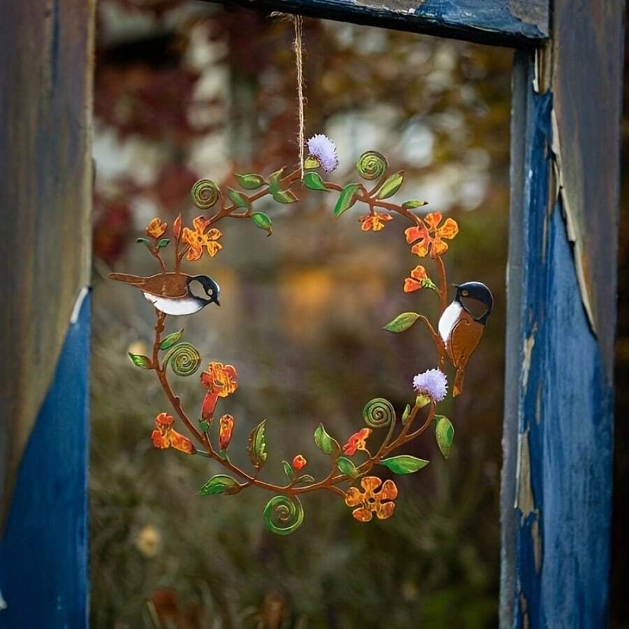 Bird Wreath Yard Wall Decor, Door Hanging Ornament, Outdoor Wall Decoration - Bird Wreath - View 1