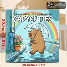 1 Cute Capybara Coloring Book, 24 Pages Thick Paper, Stress-Relieving Fashion Aesthetic Creation, Perfect For Adult Relaxation, Family Gatherings And Holiday Decor, Father's Day, Halloween, Christmas,Enhancing Creativity, Beautifully Designed - Single Piece - View 2