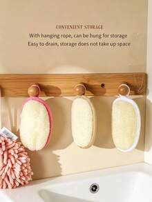 1pc/7pcs Loofah Bath Sponge Pad, Gentle Exfoliating Body Scrubber, Skin-Friendly Shower Loofah Pad For Dead Skin Removal, Rich Lather Bath Accessory With Hanging Loop For Daily Shower Cleansing - Multiple Styles - View 9