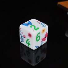 Juego de 6 dados D6 con estampado de mariposa, dados de juego de cubo de seis caras blancos, dos estilos de patrones de mariposa colorida y mariposa floral, regalo de juego de escritorio novedoso para fiestas, adecuado para niñas y jugadores - Multicolor - Ver 7