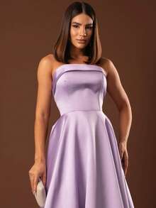 Elegant Strapless Graduation Party Dress Code 110 - Lilac Purple - View 4