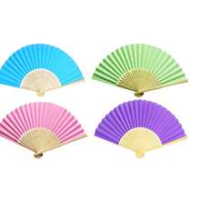 Ventaglio pieghevole in bambù bianco multicolore, ventaglio di carta dipinto a mano fai-da-te per bambini, ventaglio pieghevole calligrafico fatto a mano, decorazione per matrimoni e feste, ventaglio portatile da mano, superficie bianca del ventaglio per graffiti, pittura, creazione calligrafica, ventaglio di stile antico - Ventilatore pieghevole - Visualizzare 3