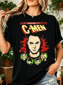 Maglietta X-Mens con parodia di Sheldon di The Big Bang Theories, 100% cotone, umorismo, sitcom vintage. - nero - Visualizzare 1