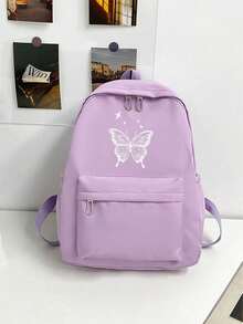 1 pieza Mochila con mariposa a rayas blancas de gran capacidad con múltiples bolsillos, ligera para estudiantes y adolescentes, perfecta para el campus, viajes y desplazamientos diarios - Multicolor - Ver 13