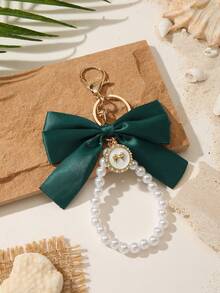 1pc Fashion Minimalist Faux Pearl Bow Keychain, Suitable For Bag Accessories, Keyring Pendant, Best Gift For Friends, Party Favor - Multicolor - View 6