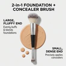 Dual-Ended Pro Foundation Concealer Blush Contour Makeup Brush, Premium Dense & Fluffy Synthetic Bristles, Multi Purpose Buffing Blending Brush For Liquid Cream Powder, Create Airbrush Flawless Makeup Finish - Black - View 2