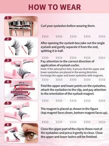 MAANGE 1 Pair Magnetic Eyelashes (Round Box With Applicator), Cat Eye Style, Natural & Thin, Reusable, Portable, No Glue Needed, No Makeup Remover Needed, Comfortable All-Day Wear. Suitable For Women's Travel, Party, Work, Pink Women's Gift, False Eyelashes, Eyelashes - Black - View 11