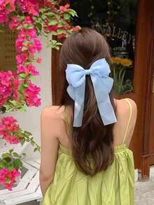 3Pcs Shimmer Organza Big Bow Ribbon Hair Claws, Sweet Back Head Hair Clips For Women - Multicolor - View 2