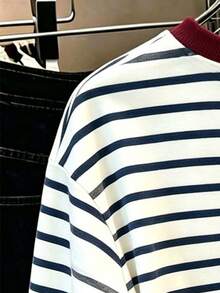 Tween Girl Cartoon Pattern Print Striped Crew Neck Long Sleeve Sweatshirt - White - View 5
