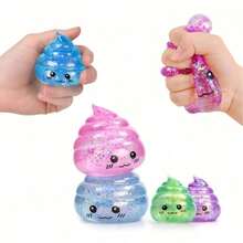 1 Novel Squeezable Poop-Shaped Stress Ball Toy,Maltose Fun Stretch Squeeze Decompression Toy,Suitable For Kids And Adults, Prank Gift, Random Color, Squeezable Toy,Cheese Squeezable Toy,Decompression Toy,Cheese Squeezable Toy, Dumpling Squeezable Toy - Multicolor - View 4