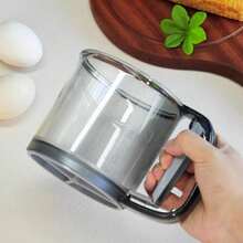Handheld Powder Sieve Household Cup-Type Flour Sifter Semi-Automatic Handheld Flour Filter Sieve Single Layer Flour Sifter 1pc - Grey - View 6