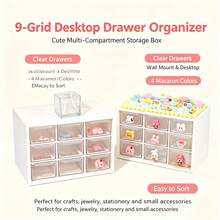 6/8/9 Compartment Transparent Drawer Storage Box, Wall-Mounted Desktop Organizer Rack, Suitable For Jewelry, Stationery, DIY Painting, DIY Crafts And Accessories Storage - / - View 4