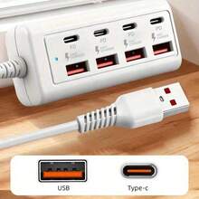快速充電多口電源排插充電器 8口USB集線器 附4個USB Type-C 25W快充埠 高速多口充電器 適用5V USB設備 包括電腦、筆記本電腦、平板電腦等 春季禮物 - 彩色 - 查看 5