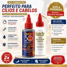 Kit 1 2 3 5 ou 6 Unidades Cola Salon Pro 60ml + Removedor de Cola 60ml Para Alongamento Capilar Mega Hair Cílios - 30ser 60ml + Removedor 60ml - Visão 2