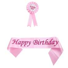 1pc Satin Pleated Ruffle Birthday Theme Badge, Swallowtail Ribbon 3D Exquisite Design, Back-Attached Safety Pin For Secure Wear, Exclusive Text Highlights Protagonist Identity, Suitable For Birthday Party Photography, Perfect For Personal Use Or Gift Set - Multicolor - View 3