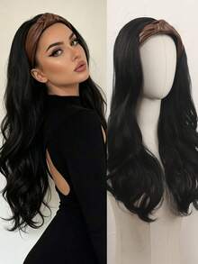 24 Inch Leather Twisted Headband Wig With Large Wavy Hair Extensions, Detachable Half-Head Cover For Women, Available In Multiple Colors Including Black/Brown/Brown/Gold/Brown With White Highlights, Suitable For Everyday Wear By Women. - Multicolor - View 13