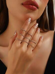 Exquisite Triangular Faceted Embossed Thin Ring, Polished Cut Texture Design, Commuter Versatile All-Match Style Women's Finger Accessory - Zhuix - View 7
