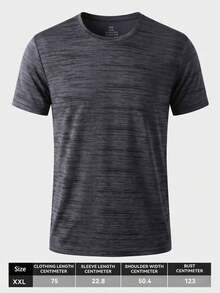 Men's Quick-Dry Breathable Short Sleeve Crew Neck Colorblock Sports T-Shirt, Suitable For Gym Workout, Running, Fitness And Casual Wear - Grey - View 13