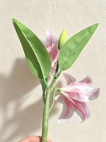 1件/2件/3件/5件/6件 絲綢布料橡膠仿真百合花，適用於花藝布置、花卉裝飾、花瓶、花園、窗台、婚禮、派對、生日、感恩節、父親節，高品質人造花 33cm（婚禮花、玫瑰、鮮花、人造花、人造植物、假花、假植物、母親節禮物、母親節） - 粉色 - 查看 7