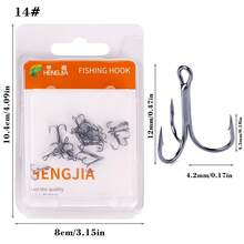 HENGJIA Black Fishing Treble Hooks Kit, 20pcs/box, High Carbon Steel Hooks For Saltwater Fishing, With Size 2/4/6/8/10/12/14, Strong & Sharp Round Bend Design - Black - View 17