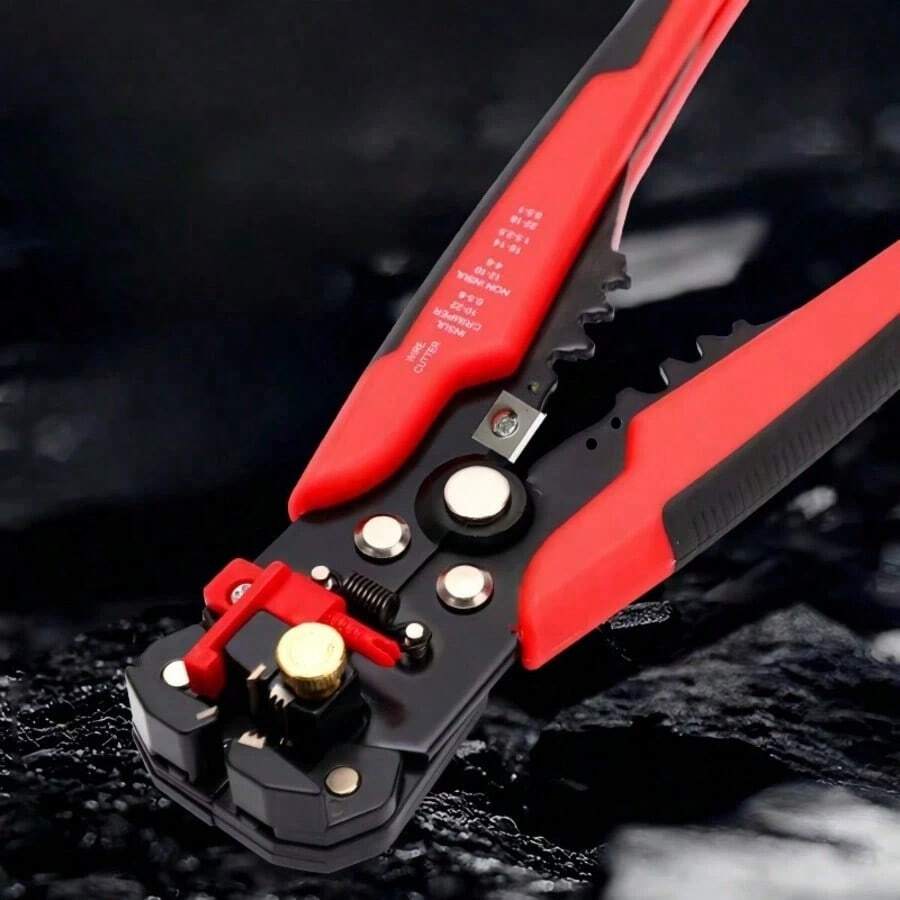 Multifunctional Cable Crimping And Stripping Tool - Automatic Wire Cutter And Stripper, Suitable For Electrical Work, Black - A-Red Black - View 1