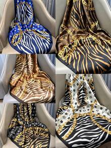 1/5pcs Light Luxury Bohemian Style Chain Large Square Scarf, Headscarf, Beach Towel, Swimming Towel, Multifunctional And Practical, Matching Set - Multicolor - View 15