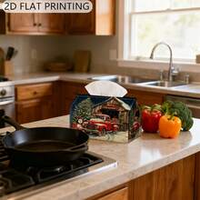 1pc 2D Flat Printed Tissue Box, Christmas Tree Barn Pickup Truck Pattern, Tissue Storage Box, Rectangular Tissue Box, Kitchen Gadget, Car Tissue Box, Lightweight Tissue Dispenser, Decorative Dust-Proof Tissue Box - Multicolor - View 8