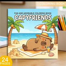 1 Cute Capybara Coloring Book, 24 Pages Thick Paper, Stress-Relieving Fashion Aesthetic Creation, Perfect For Adult Relaxation, Family Gatherings And Holiday Decor, Father's Day, Halloween, Christmas,Enhancing Creativity, Beautifully Designed - Single Piece - View 10