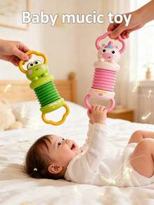 6 Months+ Portable Travel Toy Mini Cartoon Accordion Toy, Frog/Unicorn Color Options, Easy To Carry, Multifunctional Toy To Inspire Intelligence And Provide Comfort - Multicolor - View 3