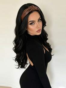24 Inch Leather Twisted Headband Wig With Large Wavy Hair Extensions, Detachable Half-Head Cover For Women, Available In Multiple Colors Including Black/Brown/Brown/Gold/Brown With White Highlights, Suitable For Everyday Wear By Women. - Multicolor - View 10
