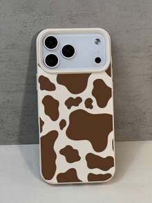 Minimalist Cow Print Pattern Phone Case, Compatible With 17 16 15 14 13 12 11 Mini Pro Max Air Plus, Anti-Drop Matte Back Shell, Smartphone Protective Cover, Daily Use Case, Fashionable Phone Accessory, Creative Design, UV Printed Design, Fashionable Protective Shell, Fashion Enthusiast, Music Lover, Perfect As Birthday Gift - Beige - View 3