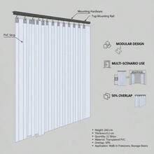 Clear PVC Strip Curtain, 96 In Height X 72 In Width X 0.08 In Thickness, 12 PCS Walk In Freezer Cooler Curtain Strips, Smooth Waterproof Plastic Door Strips For Warehouse, Freezer, Garage Doors-XY588552 - Multicolor - View 5