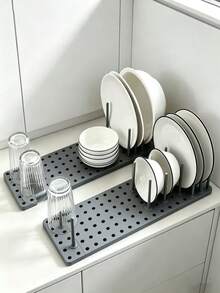 1pc/2pcs Multi-Function Drawer Organizer, Adjustable Divider Tray, Suitable For Kitchen Plates, Bowls, Non-Slip Utensil Storage Rack, Portable Compartment Storage Box - View 15