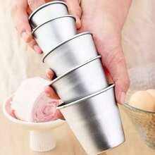 6pcs Multi-Size Cake Molds - Leak-Proof Aluminum Pudding Cups, Easy To Remove, Suitable For Egg Tarts, Cupcakes, Pudding, Perfect For Holiday Parties And Daily Baking | Round Cake Molds | Durable Baking Pans - Silver - View 5