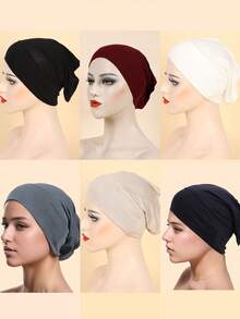 Gorro de punto de algodón mercerizado de unicolor - Negro + Blanco + Granate + Gris oscuro + Caqui claro + Azul marino - Ver 3