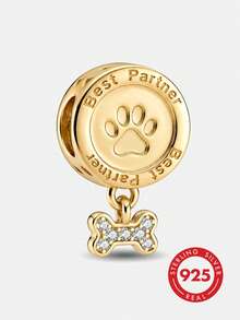 1pc Fashion 925 Sterling Silver Cute Dog Paw Bowl Pendant, Suitable For Women's Bracelet DIY Jewelry Making - Style 3 - View 1