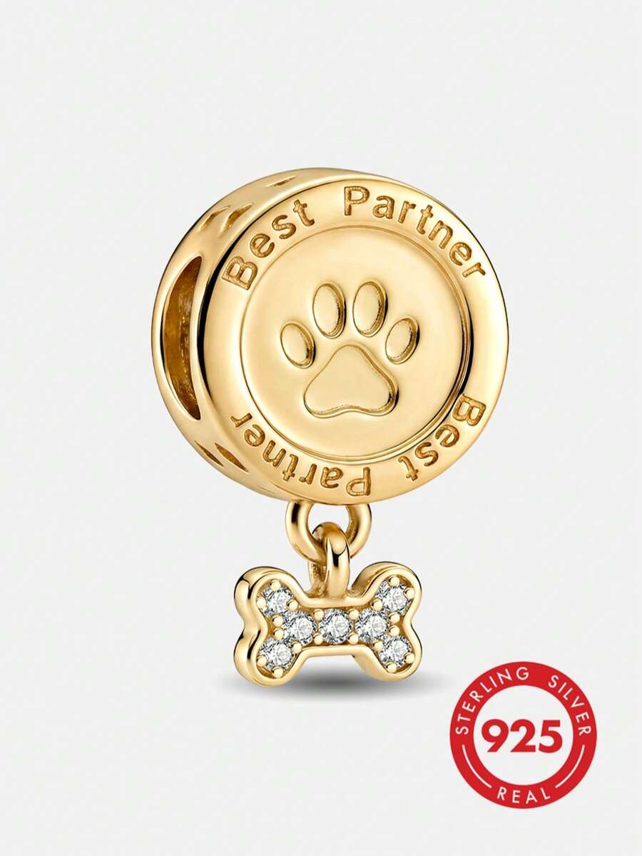 1pc Fashion 925 Sterling Silver Cute Dog Paw Bowl Pendant, Suitable For Women's Bracelet DIY Jewelry Making - Style 3 - View 1