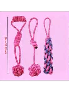 3 PCS / 1 PC Purple Knotted Rope Dog Toy, Durable Training Interactive Dog Rope, Suitable For All Sizes Of Dogs For Indoor And Outdoor Play And Teeth Cleaning - Multicolor - View 2
