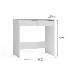 Clean Minimalist Freestanding Wall Side Table, Size 81*50*80cm Flush Hidden Dual Drawers Open Bottom Frame, Multi-Use Entrance Table, Bedroom Dressing Desk, Small Study Writing Table, Balcony Decor Display Stand - Multicolor - View 2