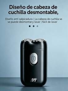 1 Piece USB Rechargeable Electric Shaver With LED Display For Men, Rotary Shaver - Black - View 6