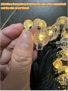 (智能感應夜燈，黃昏自動開啟) 120/50/100 LED 太陽能水晶球串燈/太陽能庭院燈，長度 9.8/16.4/22.9/39.3 英尺，太陽能供電，防水，8 種照明模式，適用於花園裝飾、庭院、陽台、婚禮、派對、聖誕節、萬聖節、露營、節日裝飾等。必備戶外裝飾、秋季裝飾、萬聖節裝飾 - A - 查看 3